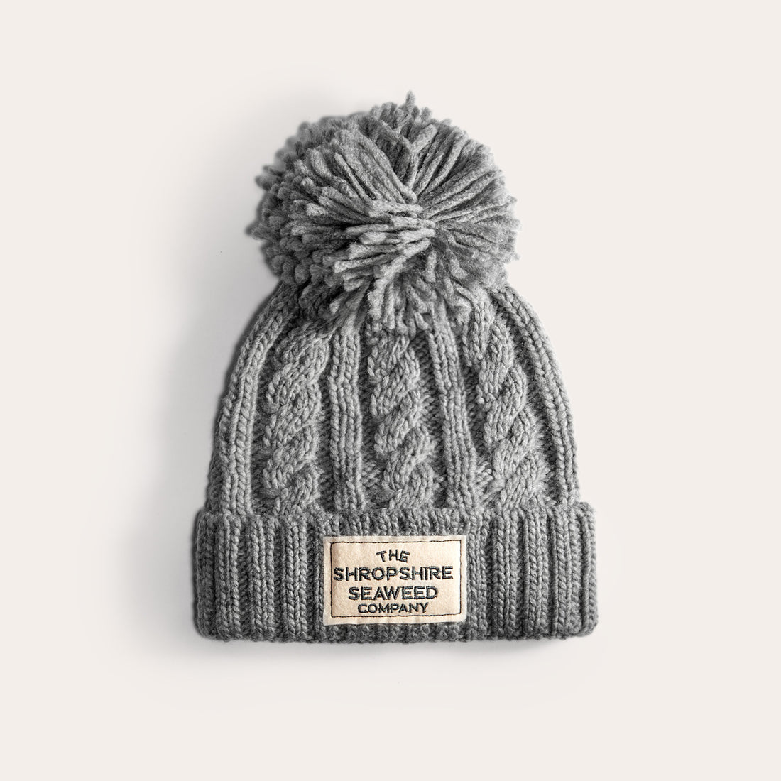 The front of our chunky knit bottle hat